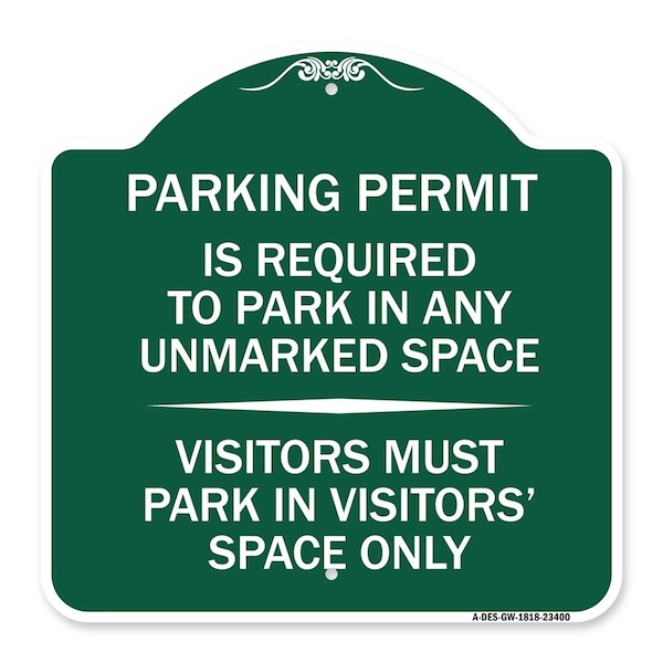 Parking Permit Is Required to Park in ANY Unmarked Space Visitors Must Park in Visito, GW-1818-23400